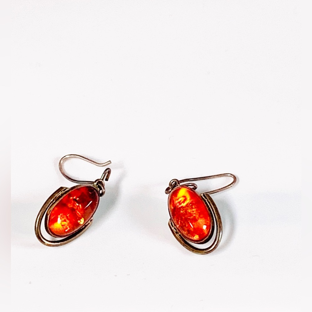 COPY🎉Host Pick🎉 Vintage Boho 925 Sterling Silver Amber Earrings
